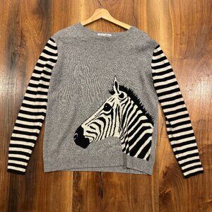 Autumn Cashmere gray Zebra print sweater sz M